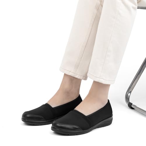Image of Women's Orthopedic Loafers Stretchy Slip-on Comfort Walking Work Flat Shoes for Bunions