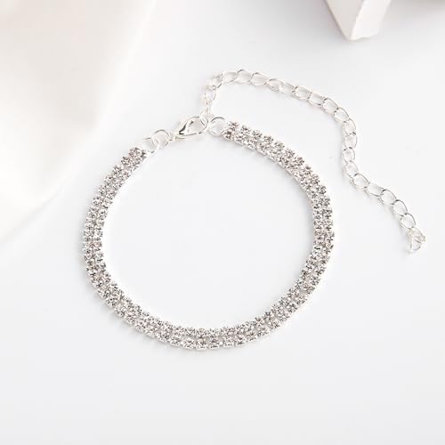 Image of Sora Tuki Ankle Bracelets for Women Waterproof Butterfly Heart Cross Anklets for Women Tennis Rhinestone Anklet Bracelet Large Plus Size Anklets Big Ankle Beach Summer Foot Jewelry