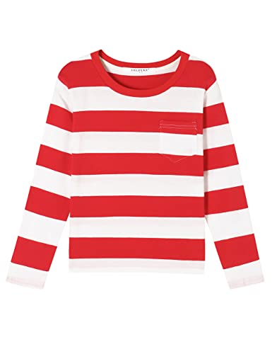 Image of DILBYKE Boys Girl Long Sleeve Striped Crew Neckline T-Shirts Kid Tee