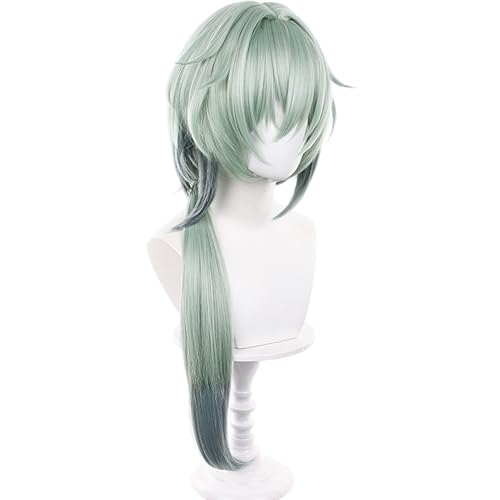 Image of Anime Green Wig Long Straight Wig with Ponytail and Bangs Adult COS Game Cosplay Wigs Naxa Halloween,Christmas,Comic con,Game Show,Party