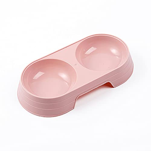 GRARRO Pet Feeding Double Bowl - Pink Plastic Food Container for Cats and Dogs - Pet Supplies