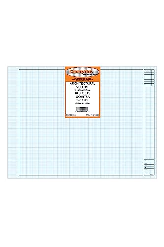 Feuilles vélin Clearprint 1000H quadrillées 8x8 avec cartouche d'architecte 24x36 pouces