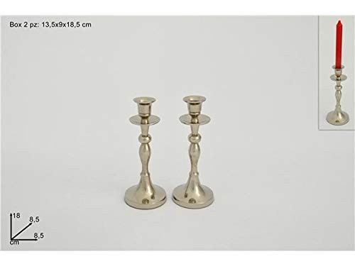 Due Esse s.r.l. Dos, candelabro candelabro de Metal Plata, 18 cm, 2 Unidades