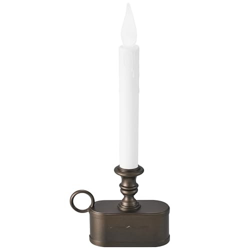 Image of Battery Operated Candle 1 Tier LED Window Candles 10.5 Inch Hight with Automatically Timer 8 Hours On /16 Hours off, Flickering Flameless Candles Antique Bronze Candles for Christmas ,Festival