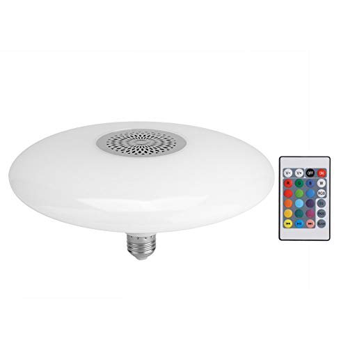 Mtlavishness Bombilla LED 30W E27 RGBW con Control Remoto y Altavoz Bluetooth para reproducción de música Adecuada para Dormitorio Comedor Bar AC85 260V