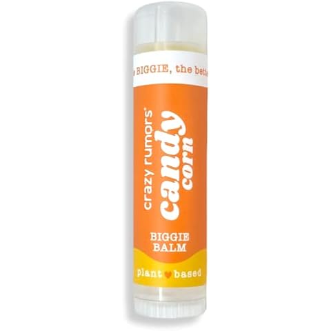 Crazy Rumors Biggie Candy Corn Flavored All Natural, Plant Based Lip Balm to Moisturize and Nourish your Lips - Candy Corn tube 0.6 oz (4x Larger than standard 0.15 oz lip balm) Cover