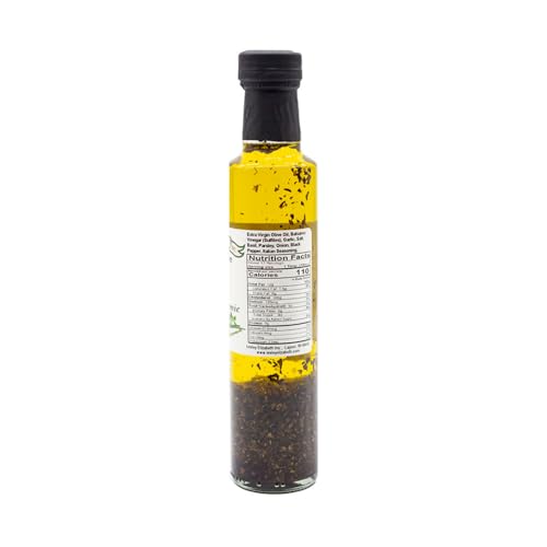 Image of Lesley Elizabeth Extra Virgin Olive Oil with Garlic, Basil & Balsamic, 8.5 fl oz - Small-Batch Herb-Infused EVOO for Dipping, Drizzling, Dressings & Everyday Cooking - All-Natural, Plant-Based Ingredients