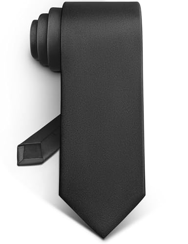 BULLIANT Krawatten Herren Einfärbige Texturierte Krawatten für Anzug Schlips Herren Geschenk 147cm×8,1cm(Schwarz)