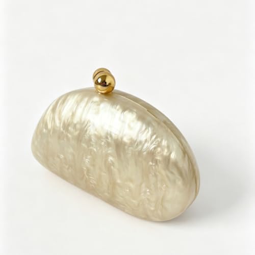 Image of Acrylic Shell Shaped Bag Luxury Marble Clutch Evening Purses for Women Glitter Handbag for Wedding Cocktail Party Prom