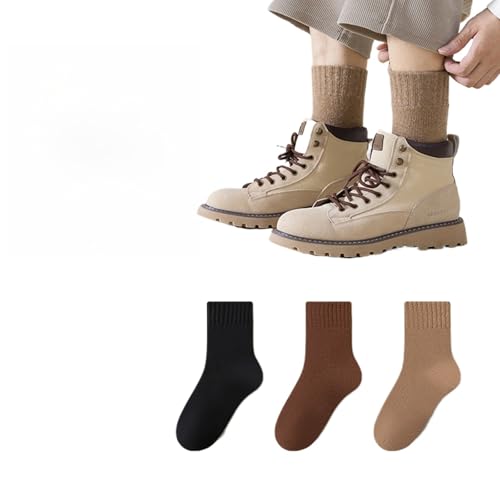 svlftecon 3 Pairs Unisex Wool Winter Thermal Socks Cozy Warm Hiking Crew Boot Socks Wool for Winter Crew Series 31