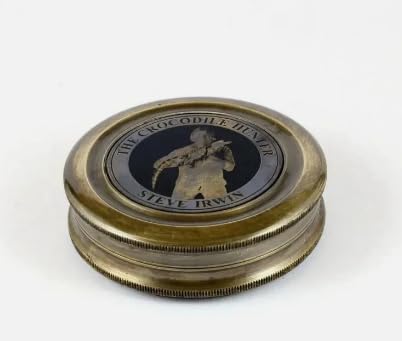 Brújula de latón vintage con estuche de cuero miniatura 5