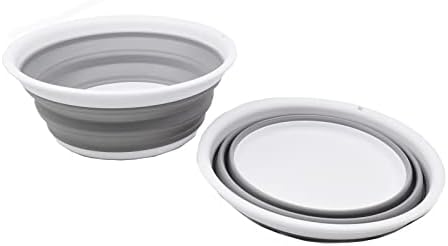 SAMMART 5.5L (1.45 Gallon) Set of 2 Collapsible Tub - Foldable Dish Tub - Portable Washing Basin - Space Saving Plastic Washtub (Grey, 2)
