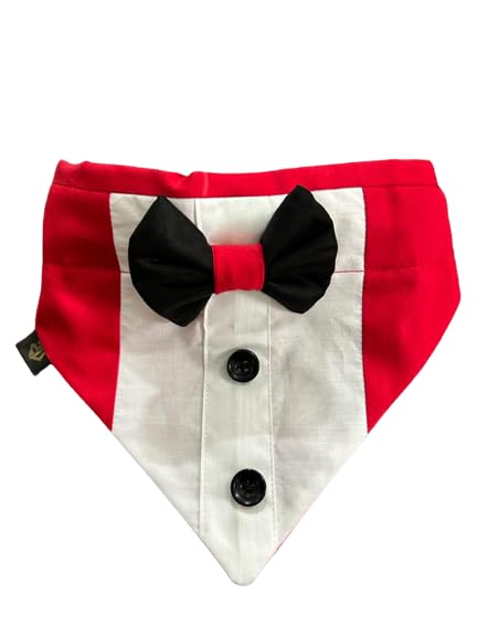Tuxedo Dog Bandana (S, Red with Black Bow) (B0CJ7VWS3P) Amazon Price History, Amazon Price Tracker