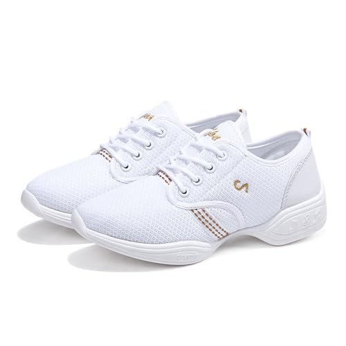 Kraftpaid Zapatillas de Baile Mujer de Malla con Cordones,Zapatillas de Baile,Tenis de Baile para Mujer,Mujer Zapatos Aire Libre Deportes Danza,Split Sole,Transpirables,para Danza FolclóRica Infantil