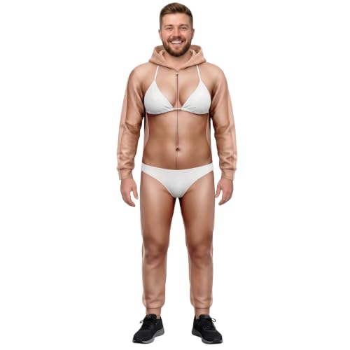 3D Printed Novelty Ugly Onesie For Men Zip Up Hooded Cosplay Jumpsuit - image 6