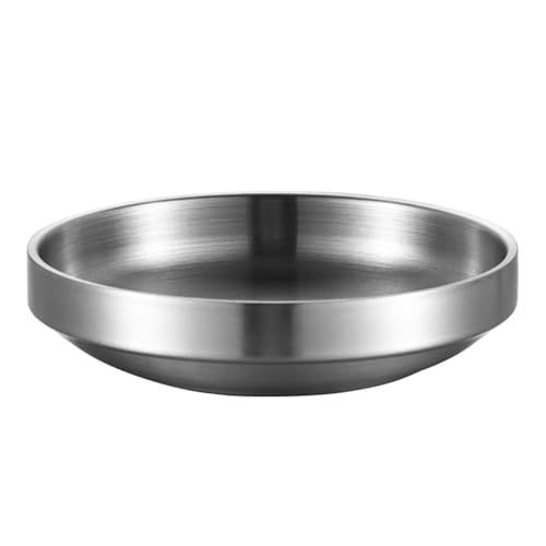 Oxxggkao Plato de acero inoxidable para comidas coreanas y bufés, vajilla práctica para uso diario y aperitivos para eventos