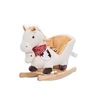 NINODOVAE Kids Rocking Horse horse, Animal Wooden Rocker for kid 12-36 months, with hand puppet for play