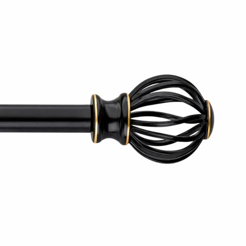 Curtain Rods for Windows 30-45 Inch Adjustable Heavy Duty Metal,1 Inch Pipe Decorative Modern Rustic Blackout Drapery Rods with Twisted Cage Finials 3