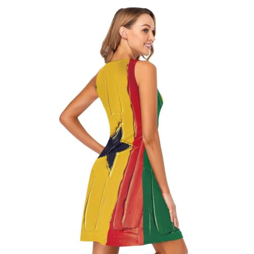 Robe d'été décontractée drapeau Ghana fluide sans manches