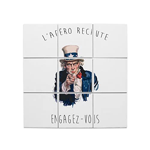 Carreaux céramique décoratifs humour apéro 60x60 cm pour cuisine
