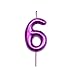 Birthday Candles Numbers Purple 2.36 inch Party Cake Topper 1 Piece (Purple, 6)