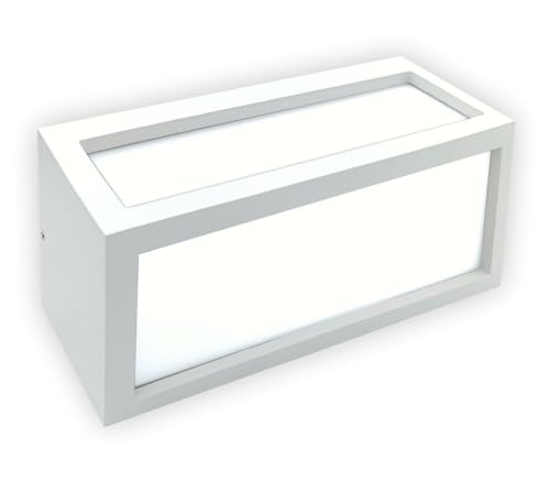 Shop SoftAir Applique lampada parete da esterno bianco ip54 rettangolare moderna per facciata balcone terrazza - garanzia 5 anni (Bianco)