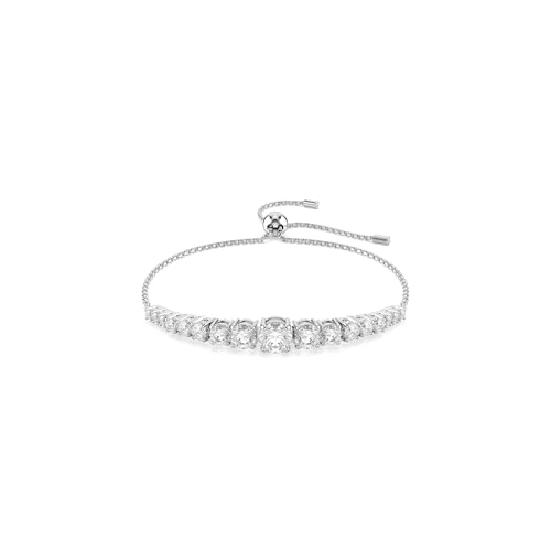 Swarovski Matrix bracelet, Gradient of round cuts, clear, Rhodium finish