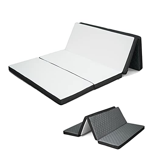 Niceway マットレス シングル 極厚さ8cm 高反発 密度32D よく眠る 抗菌・デオドラント 四つ折り 洗える カバー付き マットレス 折りたたみリ 暖かく& 通気性があり、オールシーズン 90×190cm （ホワイト シングル）