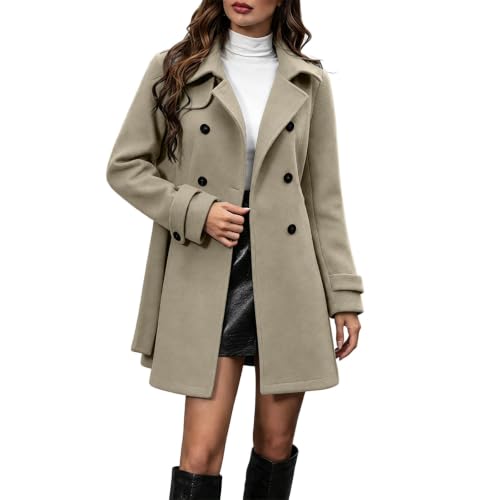 Womens Trench Coat Double Breasted Mid Length Jacket Fall Winter Outfits - image 1