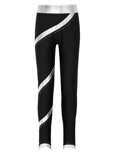 Kids Girls Sparkle Figure Skating Pants Workout Yoga Fitness Practice Leggings Spiral Dance Tights3