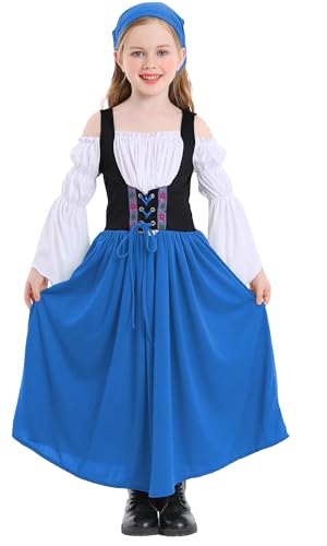 Vestido medieval princesa infantil para niñas 10-12 años