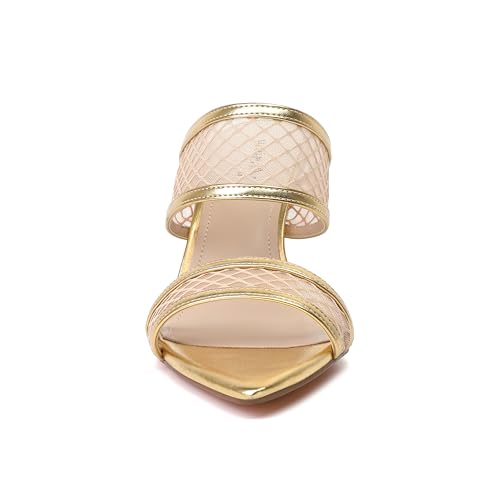 Image of vivianly Clear Pointed Toe Heels Sandals Transparent Strap Stiletto High Heels Slip on Mules for Women
