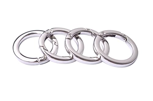Image of 4pcs Round Carabiner Metal Spring Key Ring,Spring Snap Hooks Clip,Spring Keyring Buckle,Flat O Ring for Purses BBC40-20-Silver