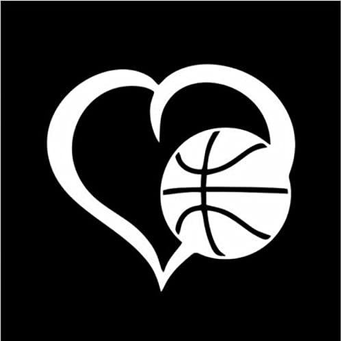 MFKTO Car Stickers And Decals 13.3Cmx12.1Cm I Love Basketball Football Heart Vinyl Decal Car Sticker Black/Silver（3Pcs）