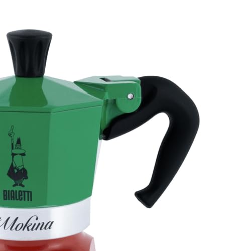 Image of Bialetti Moka Express Iconic Italian Stovetop Espresso Maker (Green /Red, Makes 1 /2 Cups)