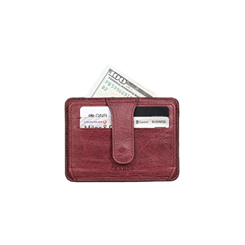 grande 3607 Genuine Leather Card Holder For Women and Men Slim Minimalist Small Snap Wallet (Rustic Burgundy)4