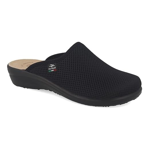 Fly Flot | Fresh Woman, Pantofole Donna Traspiranti, Ciabatta con Tomaia in Rete Elastica, Sottopiede imbottito in Pelle Antishock, Nero, 37