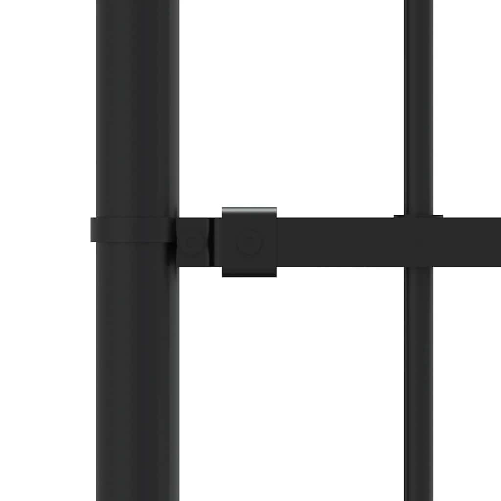 Valla de acero con recubrimiento en polvo, panel negro 240 x 125 cm, valla de jardín negro con punta de lanza de acero resistente para un cercado seguro