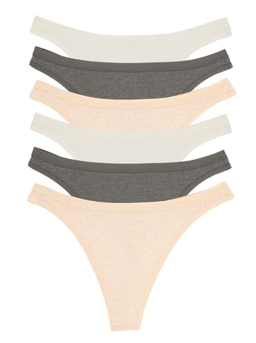 Image of Felina Women's Organic Cotton Thong Underwear, 6-Pack
