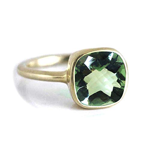 Bague améthyste verte coussin en argent 925 à porter au quotidien mixte