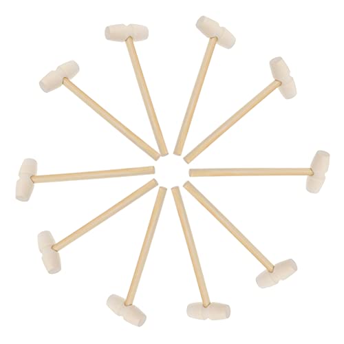 Alipis 10pcs Wooden Mallets Solid Wood Hammers for Educational Play Gavel for Hand Eye Coordination Creative Crafting Fun Beige