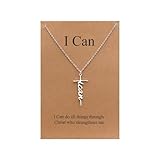 Lcherry I Can Cross Necklace Stainless Steel Pendant Necklace Religious Jewelry for Women