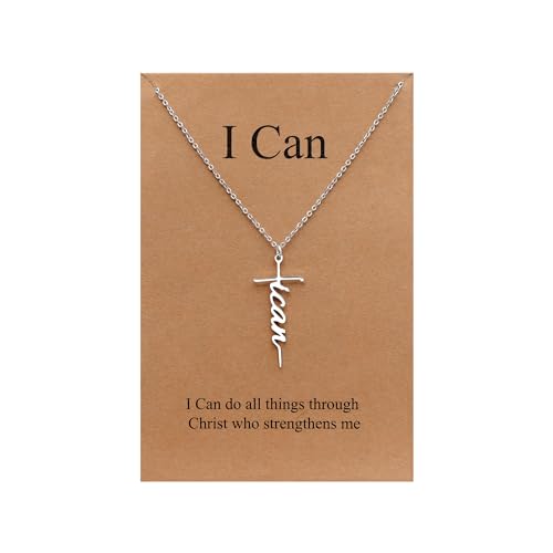 I Can Cross Necklace for Women Christian Jewelry Birthday Gifts for Women