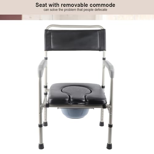 Silla de inodoro para adultos liviana de aluminio con respaldo para uso en baño miniatura 6