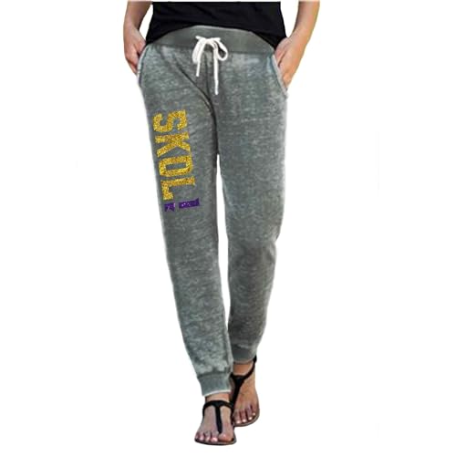Vikings Pants Joggers Skol Women's Sweats Minnesota Sparkly or Matte Ultra Soft Lightweight Sweatpant, Gray Purple3