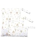 JUKOTA 3 Stück Wetbag Kindergarten Nasstasche, Windel Taschen Schwimmsachen Nassbeutel Nasse und Trocken Wickeltasche für Windeln, Badeanzügen, Feuchttücher, 3 Größen