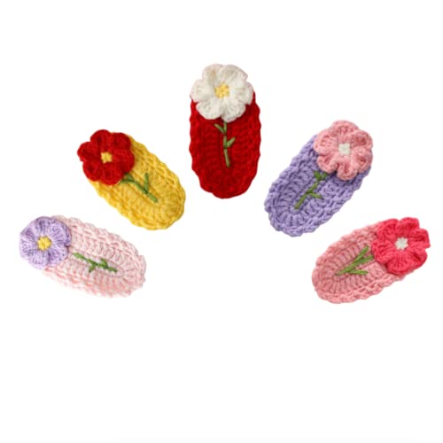 Pinzas de cabello tejidas a crochet para niñas, accesorio para el cabello, clip de mandíbula de sujeción fuerte para cabello grueso y delgado, aplicación de maquillaje (Flor pequeña) miniatura 1