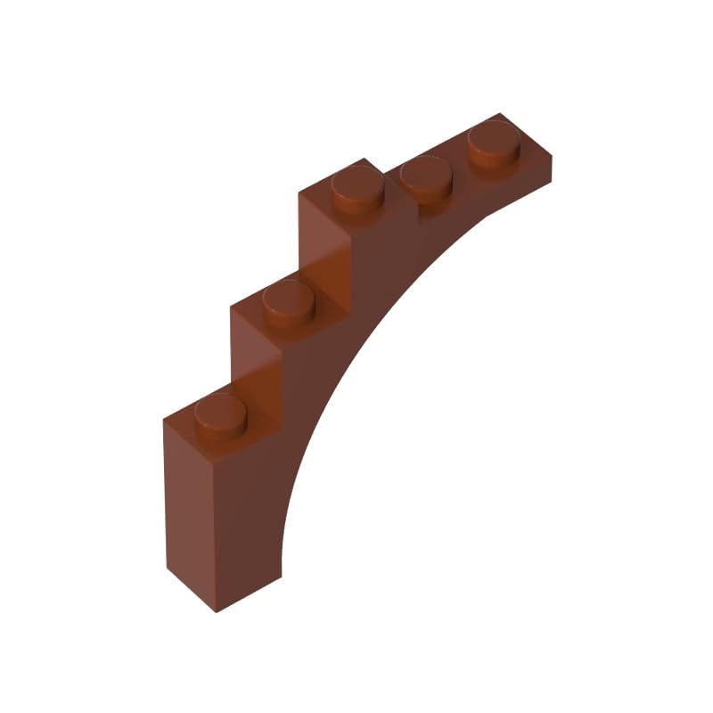 Gobricks 76768 Arched Brick Brick Arch 1x5x4 [Irregular Bow, Raised Underside Cross Supports] 10 Pieces GDS-715 Compatible with Lego Building Blocks Color:Reddish Brown — image 1