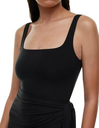 Image of LuFeng Summer Sexy Square Neck Sleeveless Ruched Tie Waist Mini Dress for Women Party Club Tank Dress