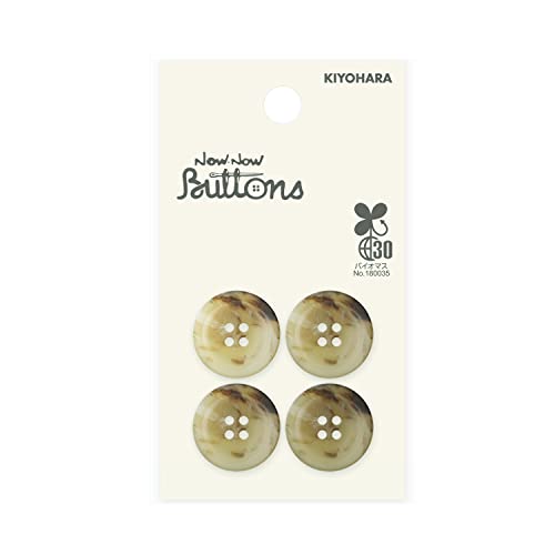 KIYOHARA ナウナウボタン バイオマス 水牛調ボタン 4つ穴 4個入り 直径18mm ベージュ NWN4066